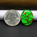 Natural Emerald Dahlia Oval Cabochon 23x18mm 16.5ct - vivid green with copper matrix, ships to Europe, Japan, Canada, Australia, NZ & worldwide - Pedra Gems.