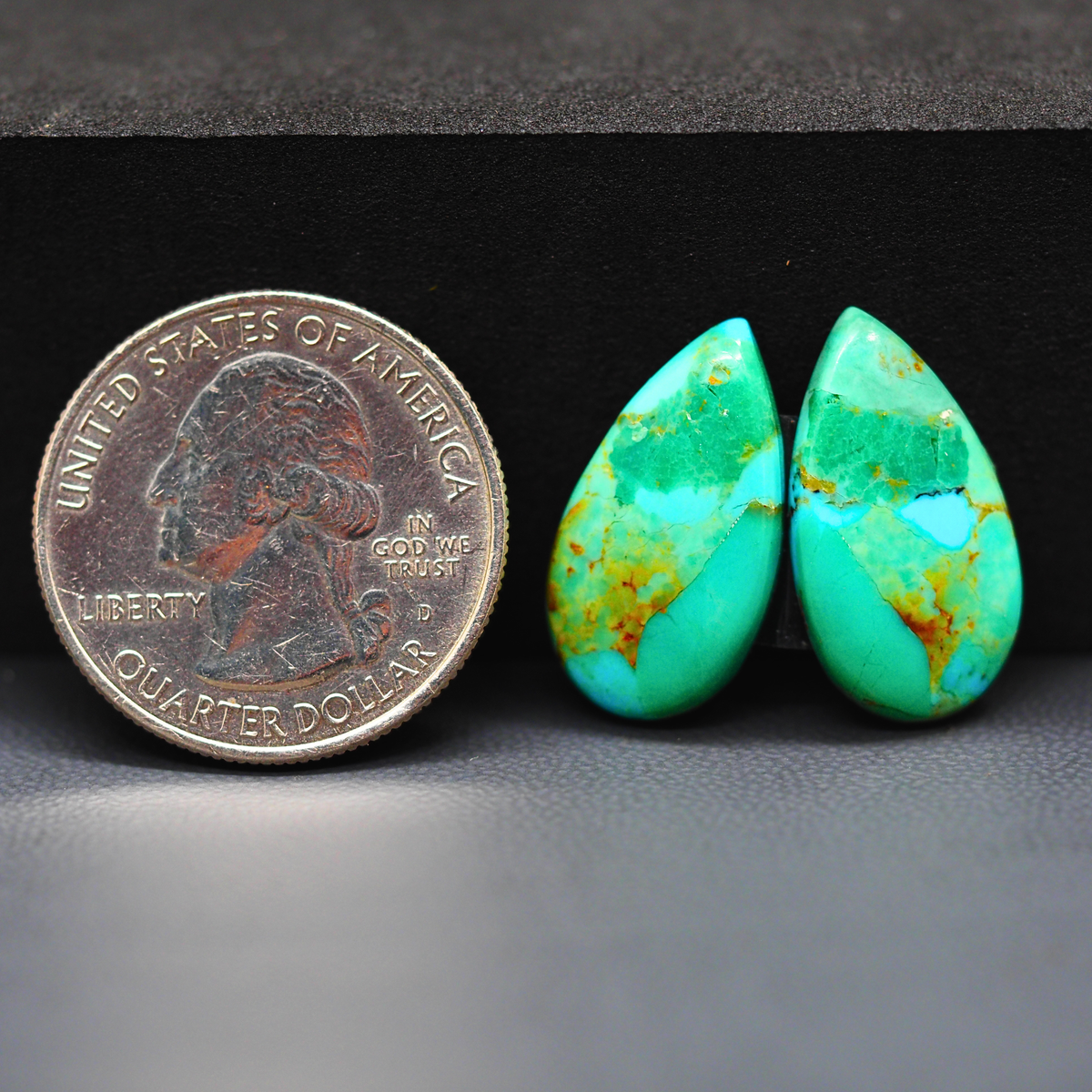 Mohave Mojave turquoise composite pair 21x11x3mm 11.5ct pear cabochon Kingman - photo 1