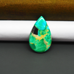Mohave Turquoise & White Buffalo Pear Cabochon 26x16mm 10.5ct - Green with Black Band - Pedra Gems