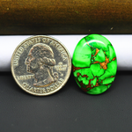Natural Emerald Dahlia Oval Cabochon 24x18mm 16.5ct - vivid green with copper matrix, ships to Europe, Japan, Canada, Australia, NZ & worldwide - Pedra Gems.