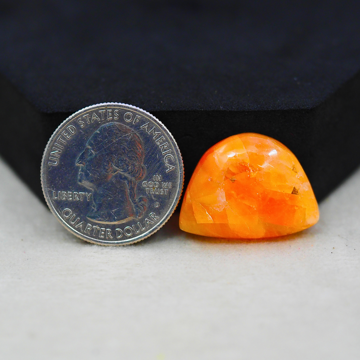 Natural Orange Calcite Freeform Cabochon 24x18mm 21.5ct - warm honey-orange - Pedra Gems.
