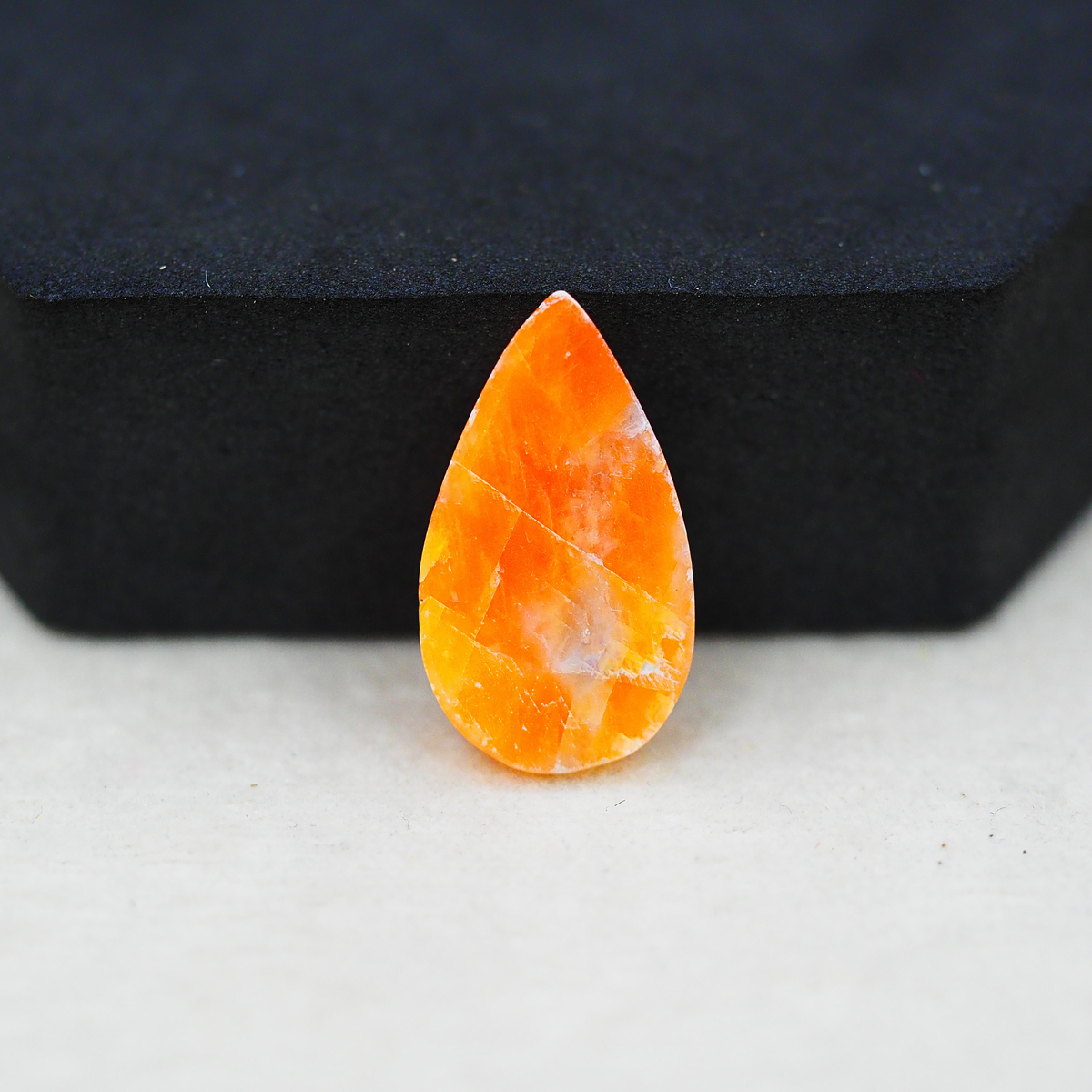 Natural Orange Calcite Pear Cabochon 23x13mm 12ct - warm honey-orange - Pedra Gems.