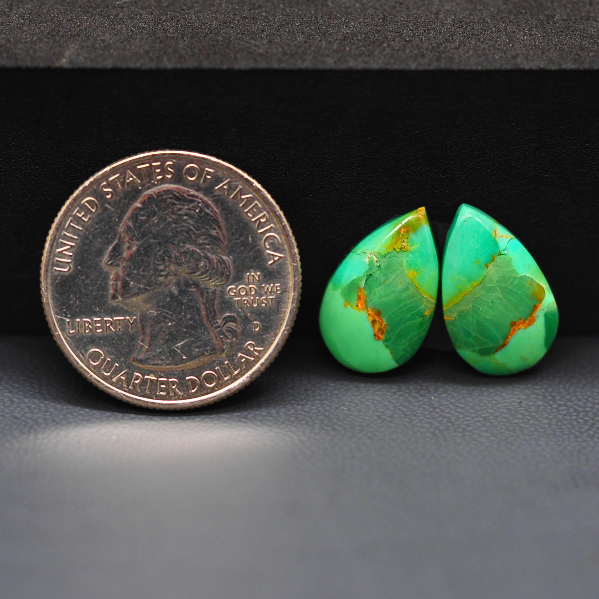 Mohave Mojave turquoise composite pair 17x11x3mm 7.5ct pear cabochon Kingman - photo 1