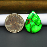 Natural Emerald Dahlia Pear Cabochon 28x20mm 20.5ct - vivid green with copper matrix, ships to Europe, Japan, Canada, Australia, NZ & worldwide - Pedra Gems.
