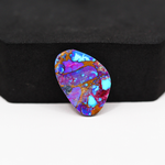 Stabilized Purple Mohave (Mojave) Turquoise Freeform Cabochon 21x14x3mm 9ct - purple with blue Kingman turquoise nuggets and bronze veining - Pedra Gems.