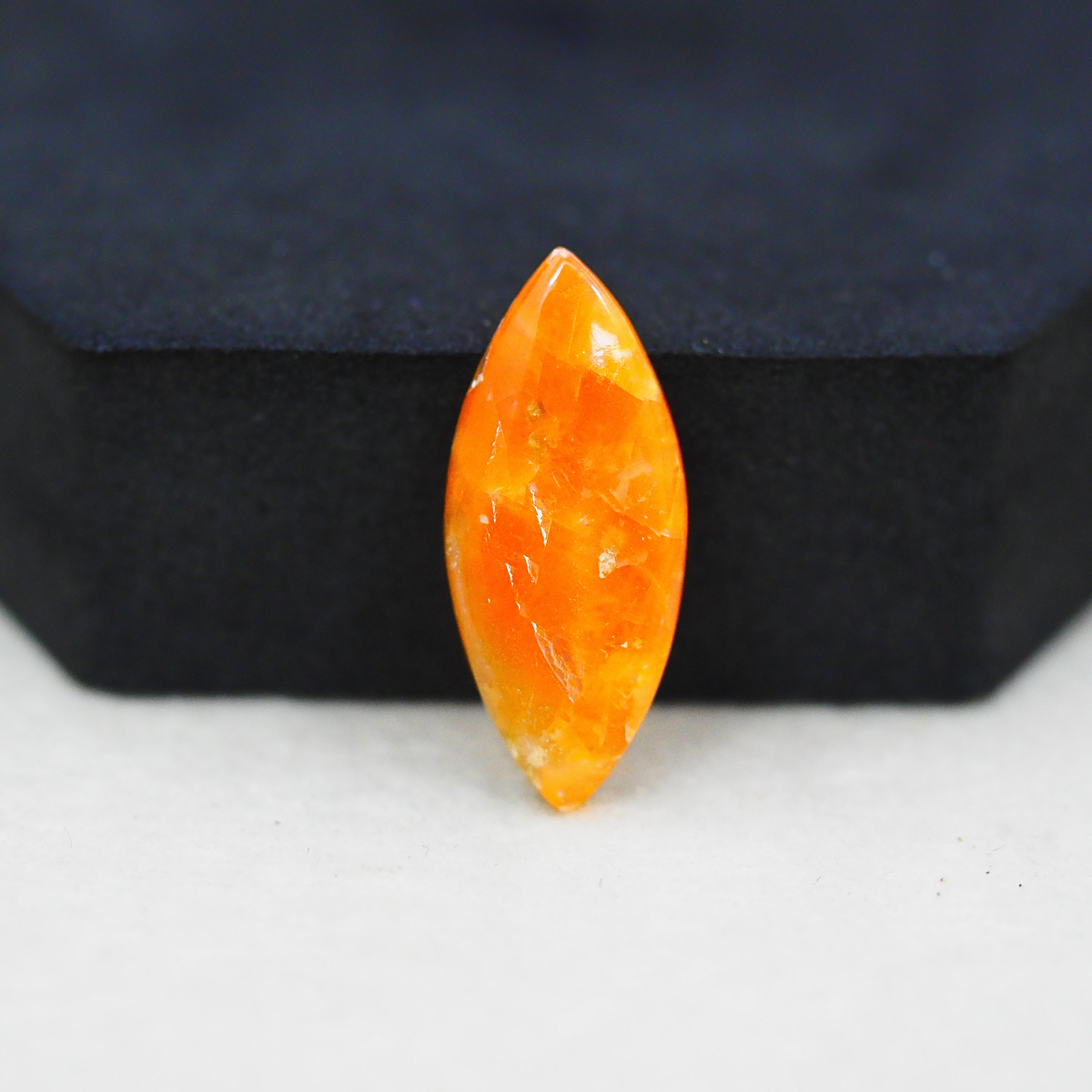 Natural Orange Calcite Marquise Cabochon 27x12mm 9ct - warm honey-orange - Pedra Gems.