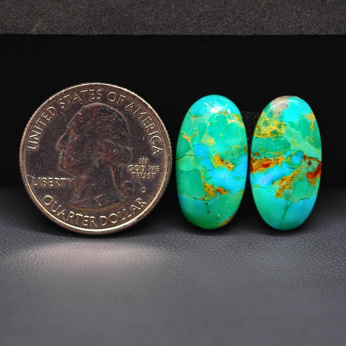 Mohave Mojave turquoise composite pair 21x11x3mm 13ct oval cabochon Kingman - photo 1