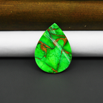 Natural Emerald Dahlia Pear Cabochon 28x20mm 20.5ct - vivid green with copper matrix, ships to Europe, Japan, Canada, Australia, NZ & worldwide - Pedra Gems.