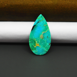 Mohave Turquoise & White Buffalo Pear Cabochon 28x15mm 11ct - Green and Blue with Black Inclusions - Pedra Gems