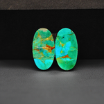 Mohave Mojave turquoise composite pair 21x11x3mm 13ct oval cabochon Kingman - photo 3