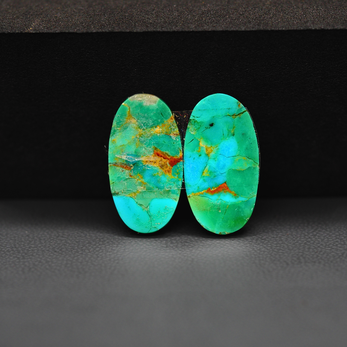 Mohave Mojave turquoise composite pair 21x11x3mm 13ct oval cabochon Kingman - photo 3