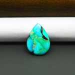 Mohave Turquoise & White Buffalo Pear Cabochon 19x14mm 7ct - Blue and Green with Black Band - Pedra Gems