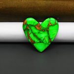 Natural Emerald Dahlia Heart Cabochon 25x25mm 20.5ct - vivid green with copper matrix, ships to Europe, Japan, Canada, Australia, NZ & worldwide - Pedra Gems.
