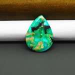 Mohave Turquoise & White Buffalo Pear Cabochon 26x19mm 14.5ct - Green with Black Band - Pedra Gems
