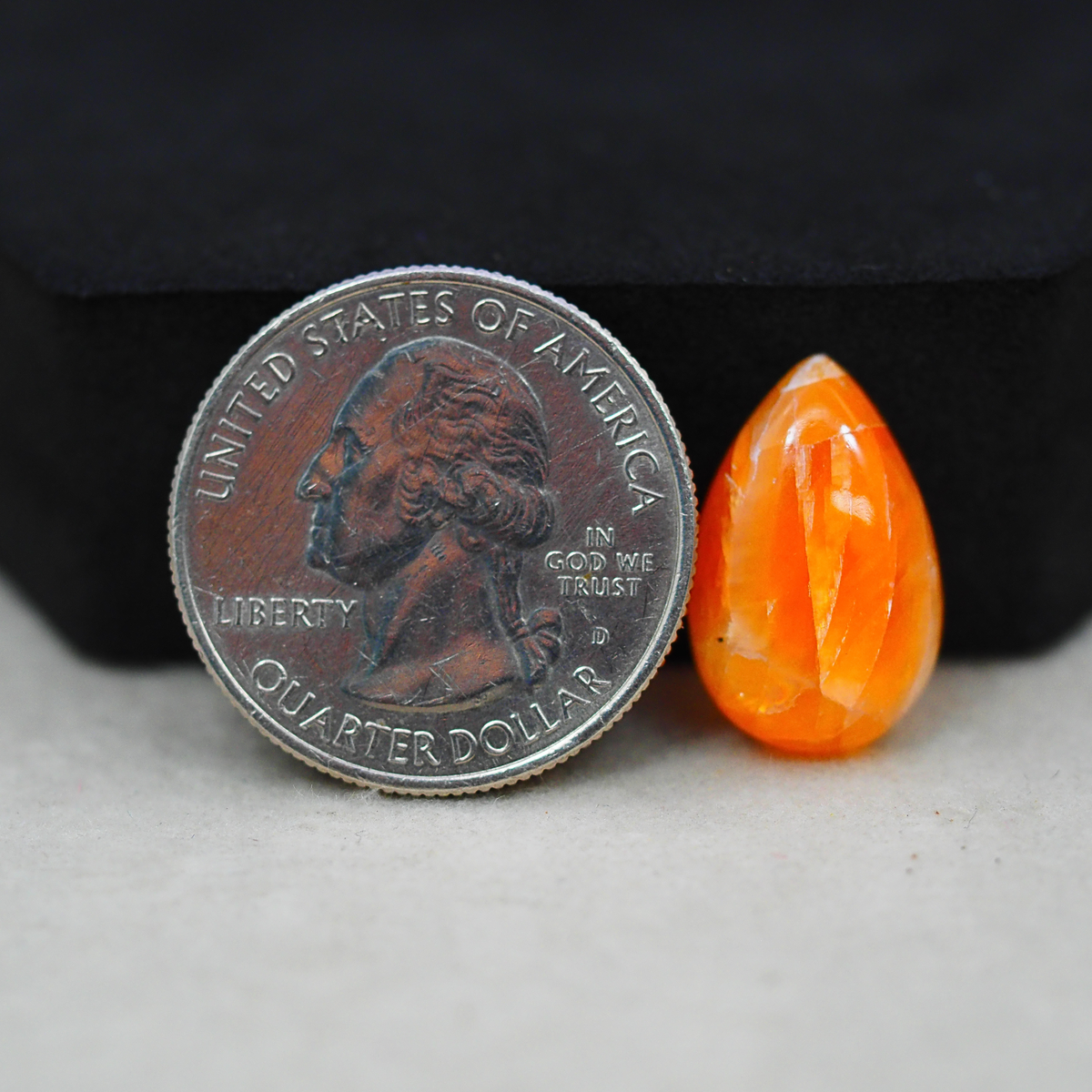 Natural Orange Calcite Pear Cabochon 18x12mm 8ct - warm honey-orange - Pedra Gems.