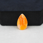 Natural Orange Calcite Pear Cabochon 18x12mm 8ct - warm honey-orange - Pedra Gems.