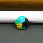 Mohave Turquoise & White Buffalo Round Cabochon 16x16mm 8ct - Blue with Black and Orange Matrix - Pedra Gems