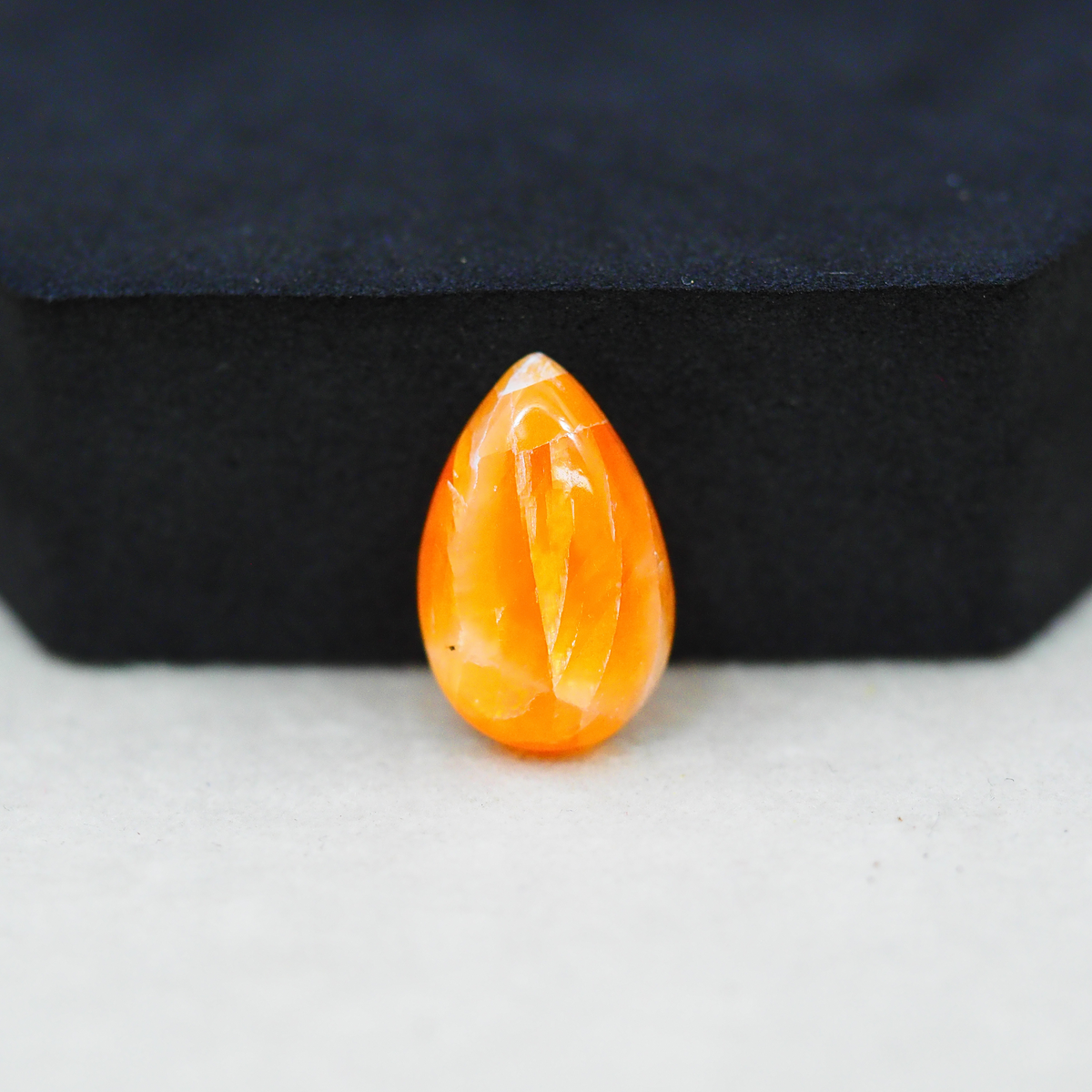 Natural Orange Calcite Pear Cabochon 18x12mm 8ct - warm honey-orange - Pedra Gems.