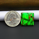Natural Emerald Dahlia Square Cabochon 19x19mm 19.5ct - vivid green with copper matrix, ships to Europe, Japan, Canada, Australia, NZ & worldwide - Pedra Gems.