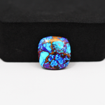 Stabilized Purple Mohave (Mojave) Turquoise Cushion Cabochon 15x15x3mm 7.5ct - purple with blue Kingman turquoise nuggets and bronze veining - Pedra Gems.