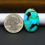 Mohave Turquoise & White Buffalo Oval Cabochon 29x19mm 15.5ct - Blue with Black Patches - Pedra Gems