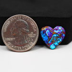 Stabilized Purple Mohave (Mojave) Turquoise Heart Cabochon 15x16x3mm 7.5ct - purple with blue Kingman turquoise nuggets and bronze veining - Pedra Gems.