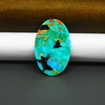 Mohave Turquoise & White Buffalo Oval Cabochon 29x19mm 15.5ct - Blue with Black Patches - Pedra Gems