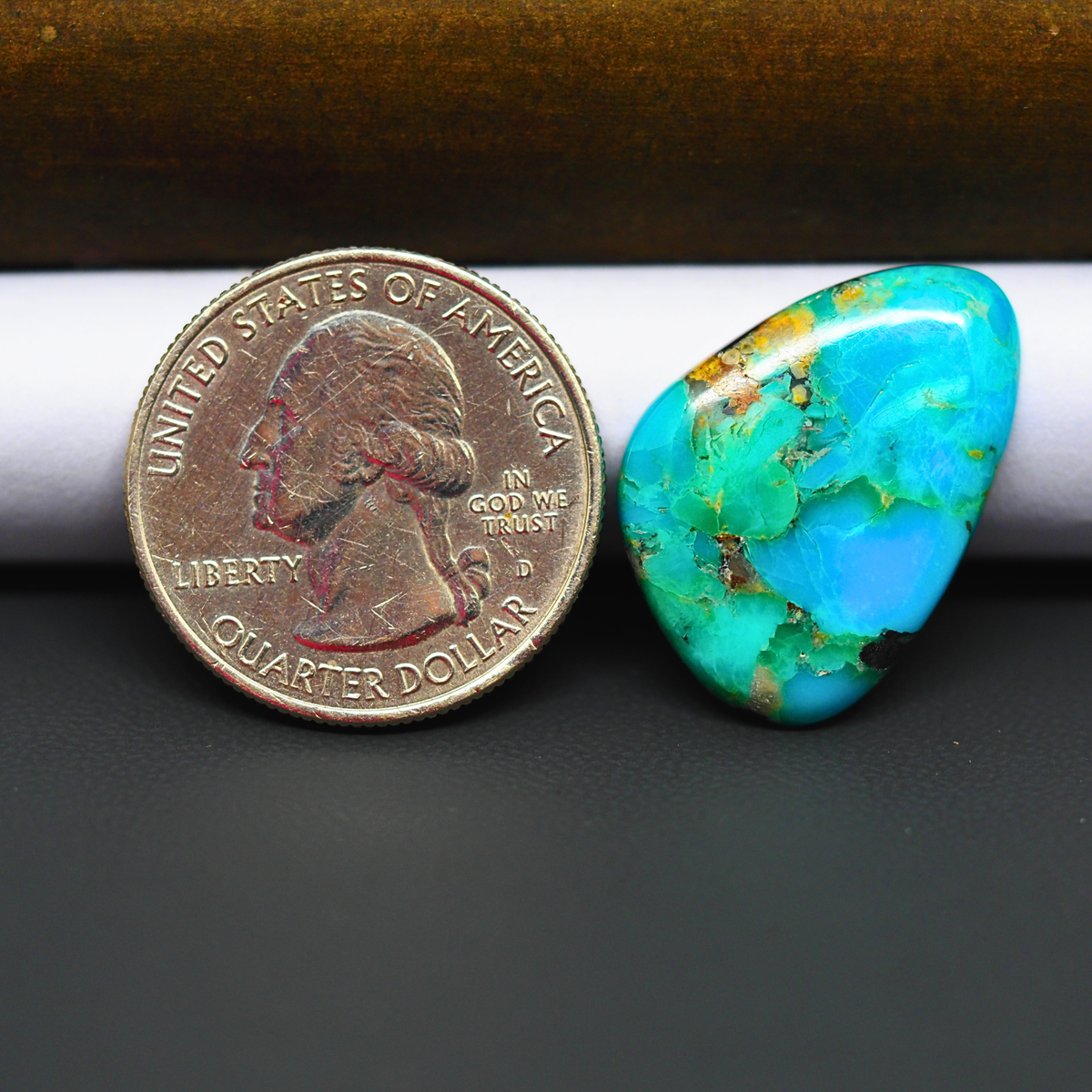 Mohave Turquoise & White Buffalo Freeform Cabochon 24x18mm 11ct - Blue and Green with Black Accent - Pedra Gems
