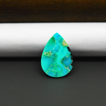 Mohave Turquoise & White Buffalo Pear Cabochon 19x14mm 7ct - Blue and Green with Black Band - Pedra Gems