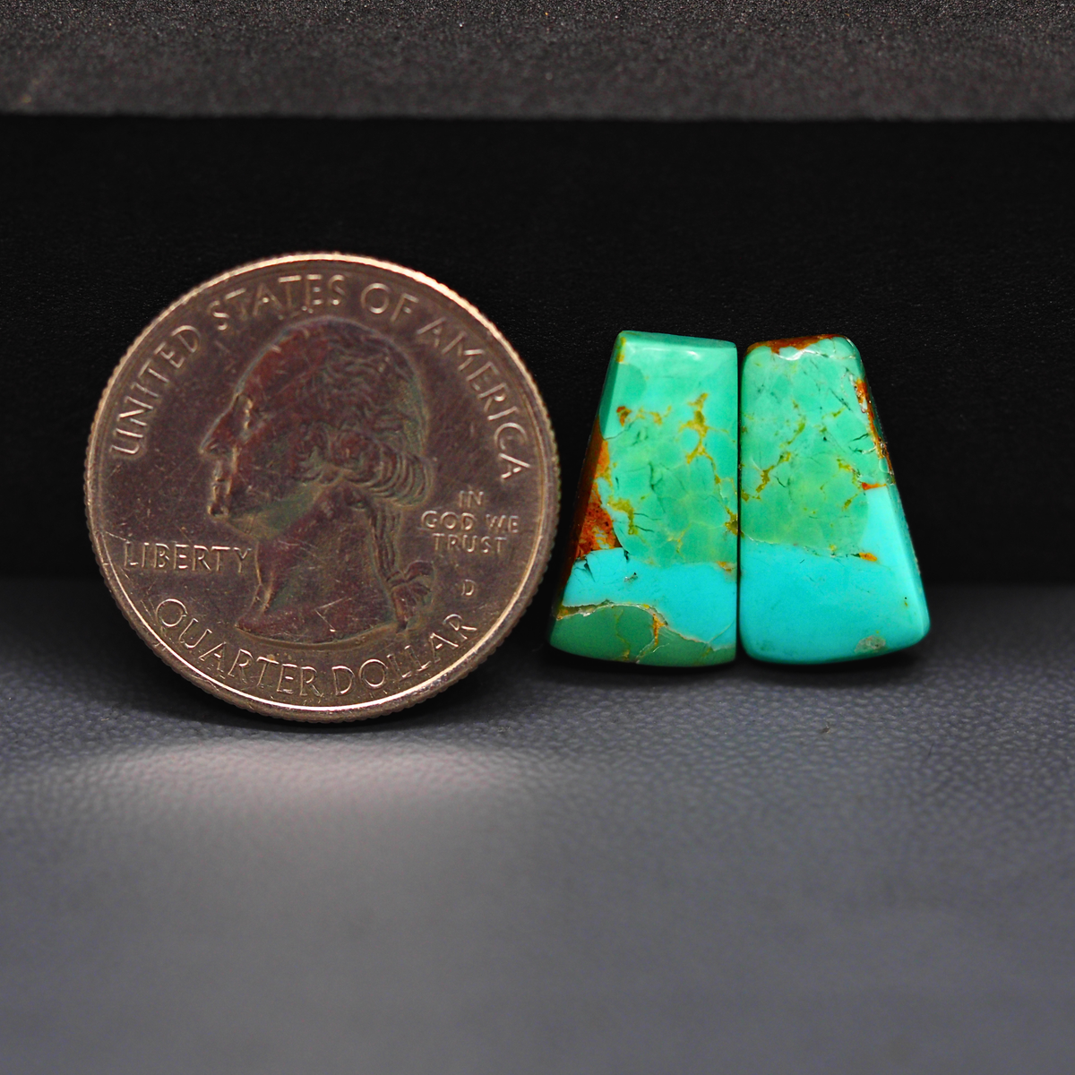 Mohave Mojave turquoise composite pair 15x8x3mm 8ct trapezoid cabochon Kingman - photo 1