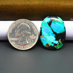 Mohave Turquoise & White Buffalo Oval Cabochon 26x20mm 16ct - Blue and Green with Bold Black - Pedra Gems