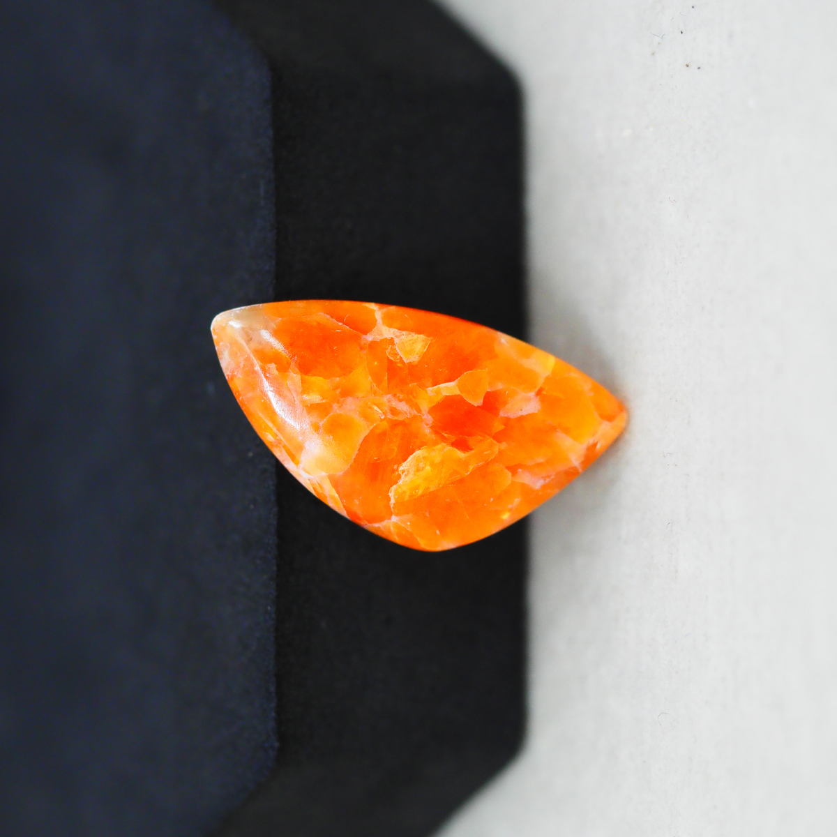 Natural Orange Calcite Trillion Cabochon 28x15mm 13.5ct - warm honey-orange - Pedra Gems.