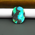 Mohave Turquoise & White Buffalo Oval Cabochon 26x20mm 16ct - Blue and Green with Bold Black - Pedra Gems