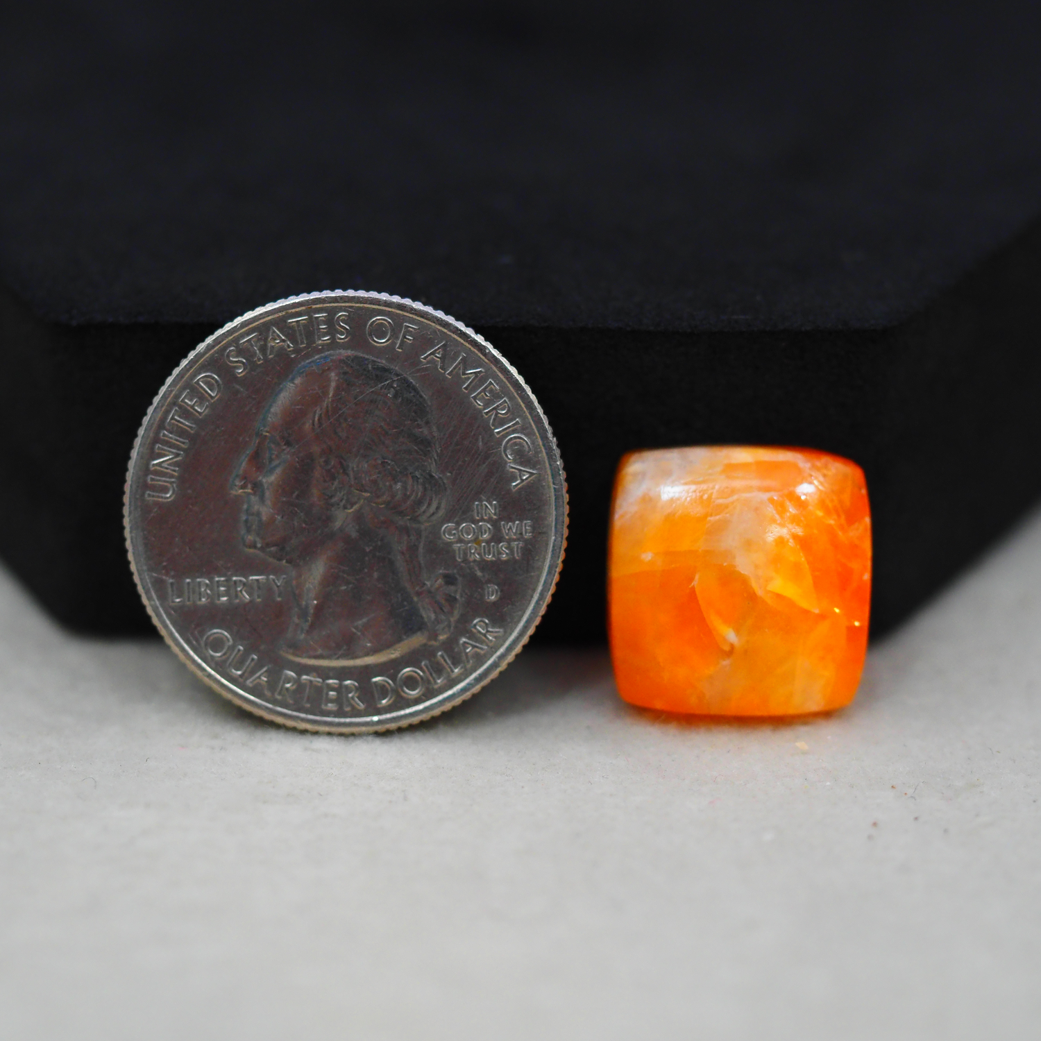 Natural Orange Calcite Square Cabochon 15x14mm 11ct - warm honey-orange - Pedra Gems.