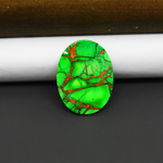 Natural Emerald Dahlia Oval Cabochon 25x18mm 18ct - vivid green with copper matrix, ships to Europe, Japan, Canada, Australia, NZ & worldwide - Pedra Gems.