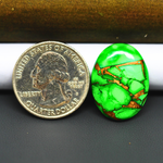 Natural Emerald Dahlia Oval Cabochon 24x18mm 16.5ct - vivid green with copper matrix, ships to Europe, Japan, Canada, Australia, NZ & worldwide - Pedra Gems.