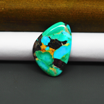 Mohave Turquoise & White Buffalo Freeform Cabochon 20x19mm 15.5ct - Green and Blue with Black Veining - Pedra Gems