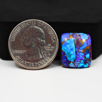 Stabilized Purple Mohave (Mojave) Turquoise Cushion Cabochon 17x15x4mm 11ct - purple with blue Kingman turquoise nuggets and bronze veining - Pedra Gems.