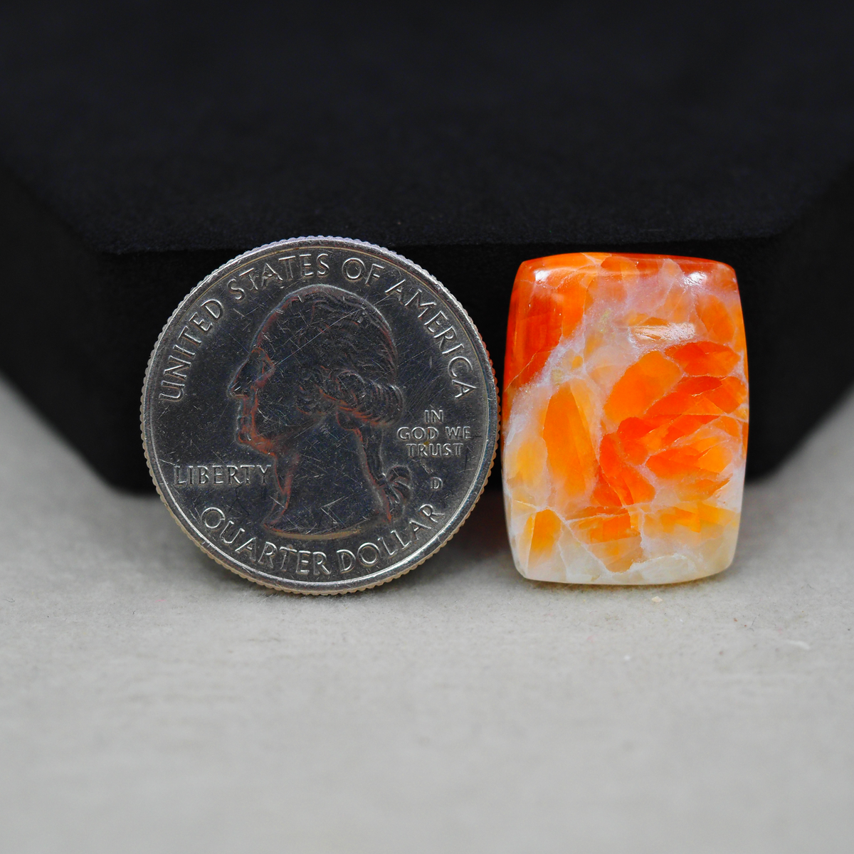 Natural Orange Calcite Square Cabochon 22x16mm 13.5ct - warm honey-orange - Pedra Gems.