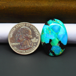 Mohave Turquoise & White Buffalo Oval Cabochon 27x19mm 17.5ct - Blue and Green Mosaic with Black - Pedra Gems