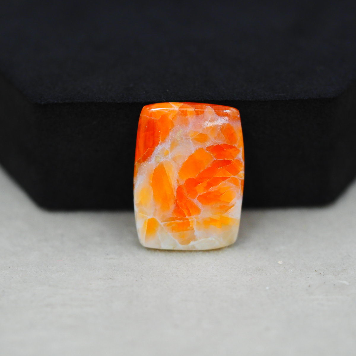 Natural Orange Calcite Square Cabochon 22x16mm 13.5ct - warm honey-orange - Pedra Gems.