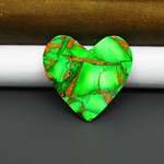 Natural Emerald Dahlia Heart Cabochon 30x29mm 31.5ct - vivid green with copper matrix, ships to Europe, Japan, Canada, Australia, NZ & worldwide - Pedra Gems.