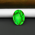 Natural Emerald Dahlia Oval Cabochon 24x18mm 15.5ct - vivid green with copper matrix, ships to Europe, Japan, Canada, Australia, NZ & worldwide - Pedra Gems.