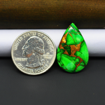 Natural Emerald Dahlia Pear Cabochon 26x17mm 15ct - vivid green with copper matrix, ships to Europe, Japan, Canada, Australia, NZ & worldwide - Pedra Gems.