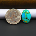 Mohave Turquoise & White Buffalo Oval Cabochon 21x14mm 9ct - Green and Blue with Golden Matrix - Pedra Gems