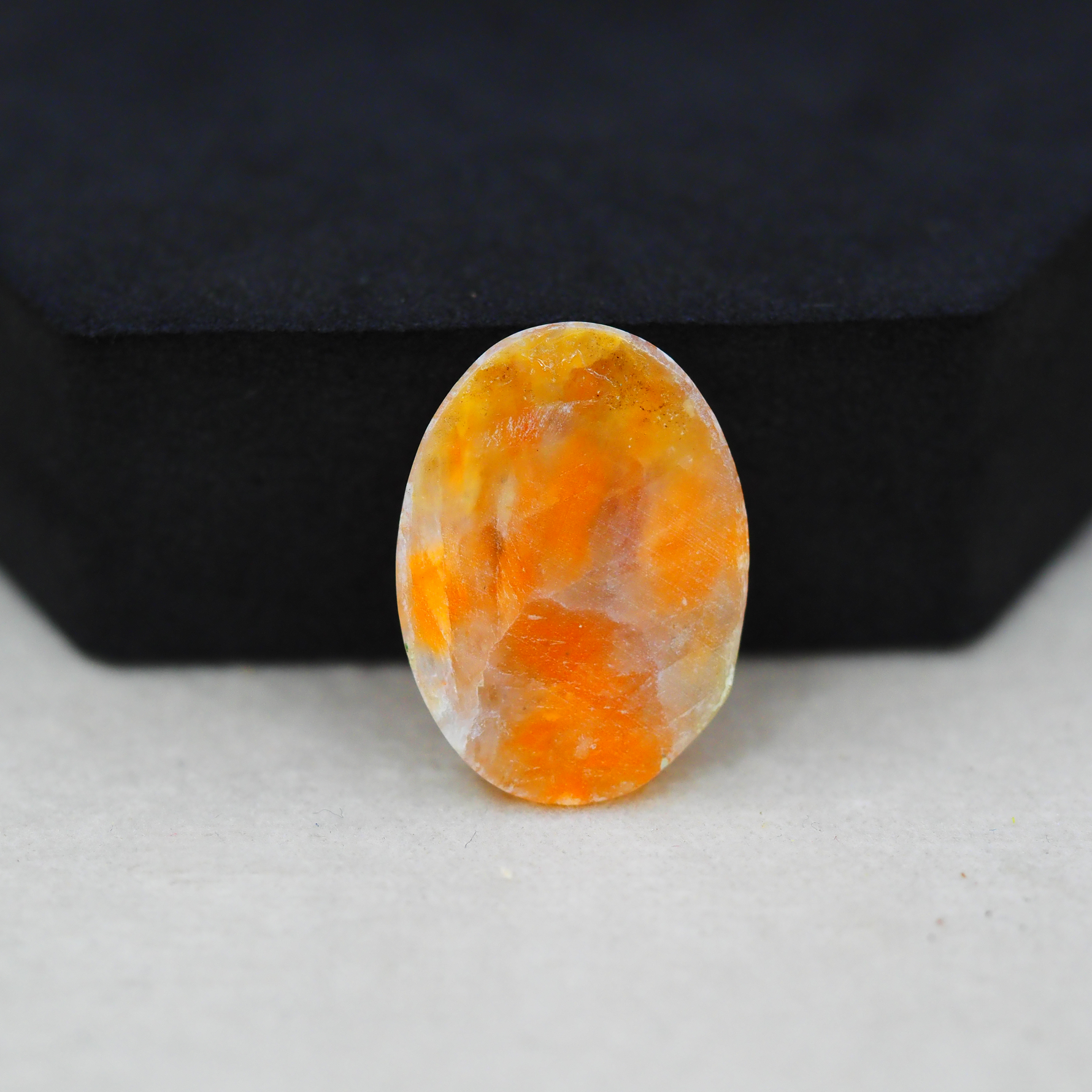 Natural Orange Calcite Oval Cabochon 23x17mm 16ct - warm honey-orange - Pedra Gems.