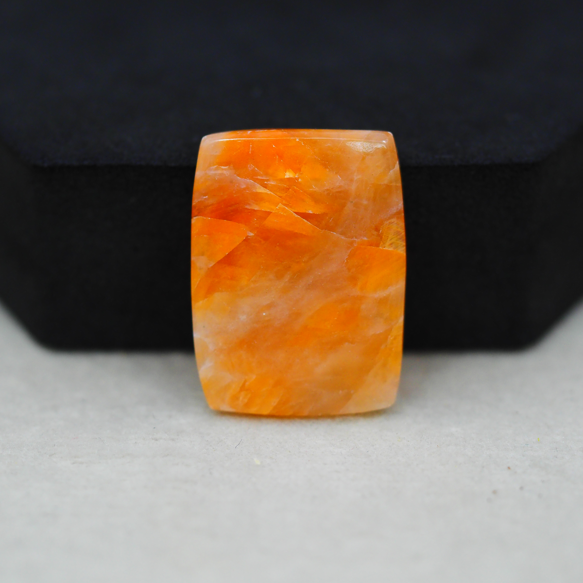Natural Orange Calcite Rectangle Cabochon 26x19mm 20ct - warm honey-orange - Pedra Gems.