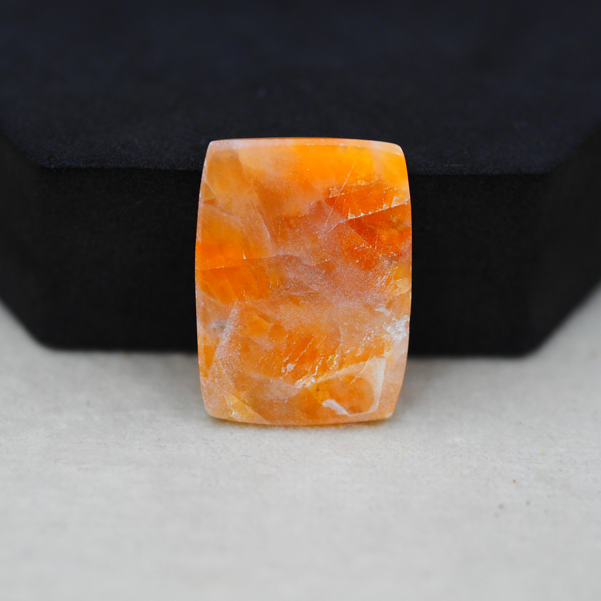Natural Orange Calcite Rectangle Cabochon 26x19mm 20ct - warm honey-orange - Pedra Gems.