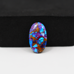 Stabilized Purple Mohave (Mojave) Turquoise Oval Cabochon 18x11x3mm 5.5ct - purple with blue Kingman turquoise nuggets and bronze veining - Pedra Gems.