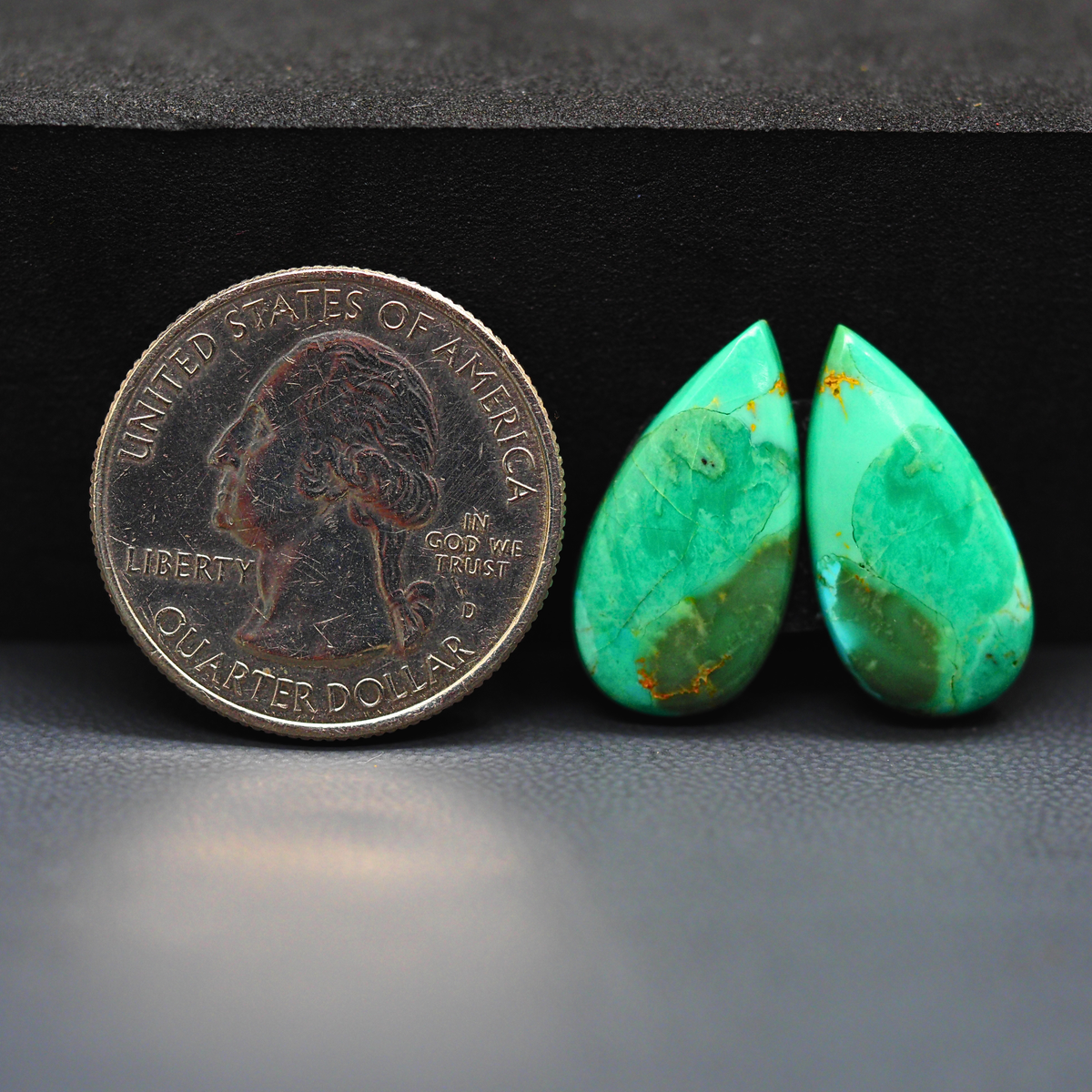 Mohave Mojave turquoise composite pair 21x11x3mm 10.5ct pear cabochon Kingman - photo 1